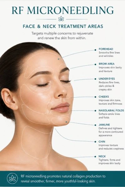 Image of where you can have RF Micorneedling Skin tightening Isle of Isla on the face